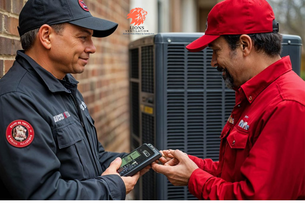 Technician installing air conditioner in Auckland home